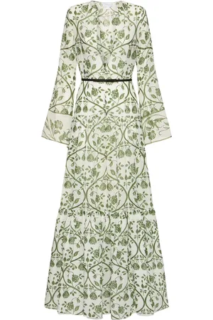 Giambattista Valli Vestido Largo De Voilé De Algodón Estampado