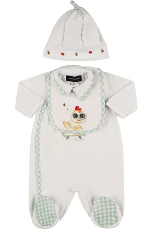 MONNALISA Pelele, Babero Y Gorro De Algodón Estampado