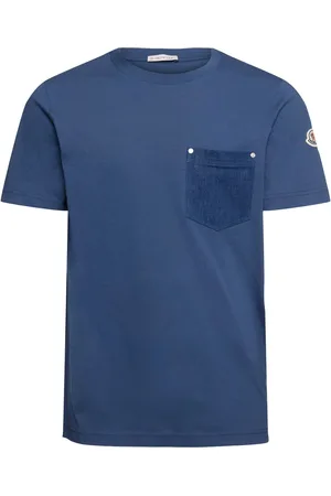 Moncler Camiseta De Algodón Denim Con Bolsillo