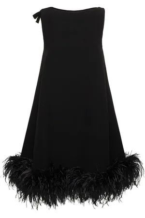 VALENTINO Vestido Corto De Crepé Con Plumas