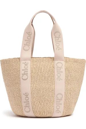 Chloé Bolso Tote Grande Woody De Rafia