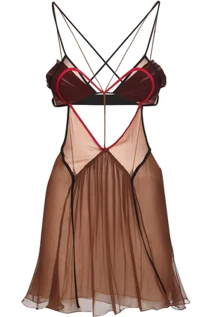 Nensi Dojaka Vestido De Georgette De Seda Acampanado