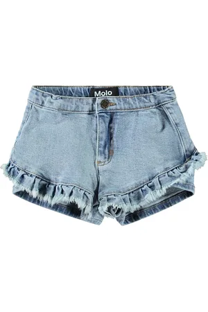Molo Shorts De Denim De Algodón Con Volantes