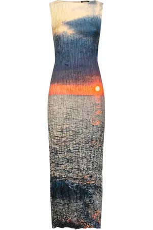 Roberto Cavalli Vestido Midi De Sarga De Seda Estampada