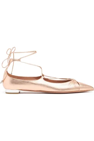 Aquazzura Zapatos Planos De Piel Metalizada 10mm