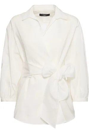 Max Mara Camisa De Popelina A Rayas Con Cinturón