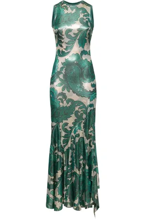 Etro Vestido Largo De Jersey De Lúrex