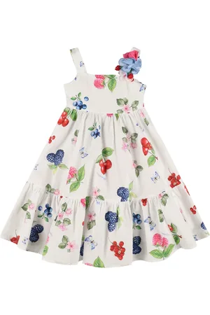 MONNALISA Vestido De Popelina De Algodón Estampado