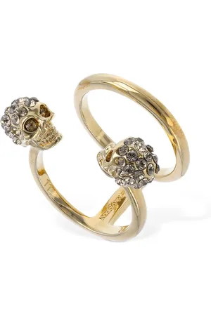 Alexander McQueen Anillo Doble Con Calaveras