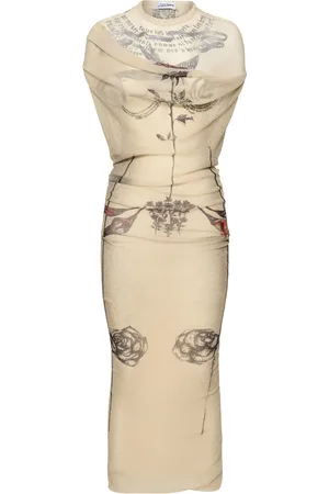 Jean Paul Gaultier Vestido Largo De Malla De Algodón