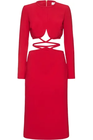 PRABAL GURUNG Vestido Midi De Crepé Con Recortes
