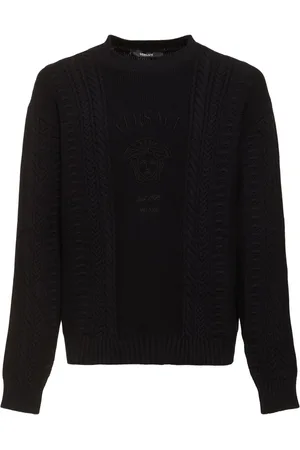 VERSACE Suéter De Punto De Algodón Con Logo