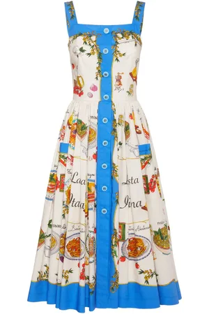 Dolce & Gabbana Vestido Midi Capri De Popelina Con Botones