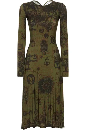 Marine Serre Vestido Midi De Jersey De Viscosa Estampada