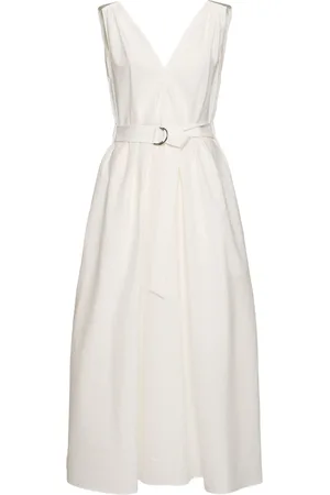 Brunello Cucinelli Vestido Midi De Popelina Con Cinturón