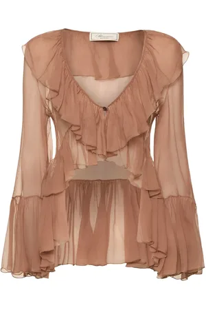 BLUMARINE Camisa De Crepé De Seda Transparente