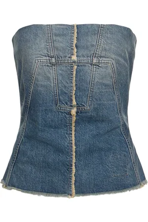 Rick Owens Top De Denim De Algodón Sin Tirantes