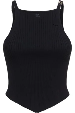 Courrèges Tank Top De Punto Acanalado