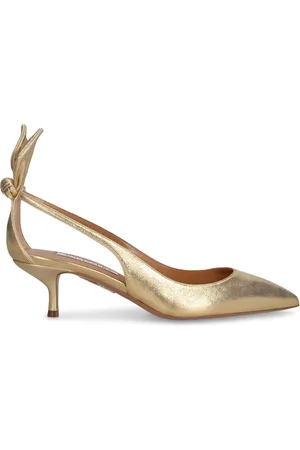 Aquazzura Zapatos Pumps Bow Tie De Piel Metalizada 50mm