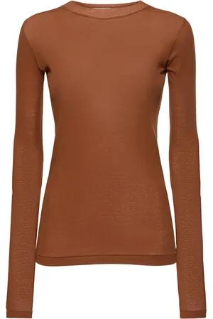 Auralee Camiseta De Algodón Acanalado Con Manga Larga