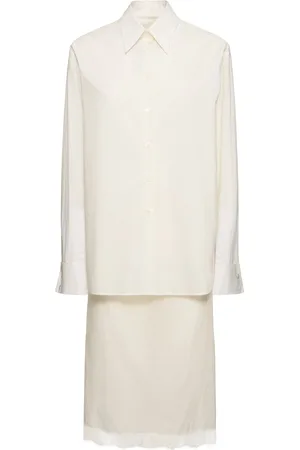 Maison Margiela Vestido Midi De Popelina De Algodón