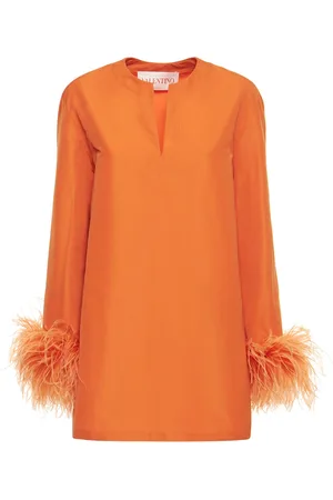 VALENTINO Vestido Corto De Micro Faille Y Plumas