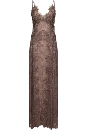 Alberta Ferretti Vestido Largo De Encaje De Algodón