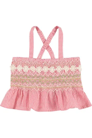 Louise Misha Top De Seersucker De Algodón Bordado