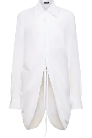 ANN DEMEULEMEESTER Camisa Larga Drapeada De Algodón Voile