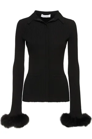 Mach & Mach Top De Punto De Viscosa Stretch Con Plumas