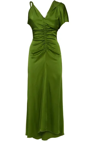 Victoria Beckham Vestido Midi Asimétrico De Satén