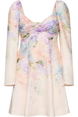 ZIMMERMANN Vestido Corto De Lino Con Manga Abullonada