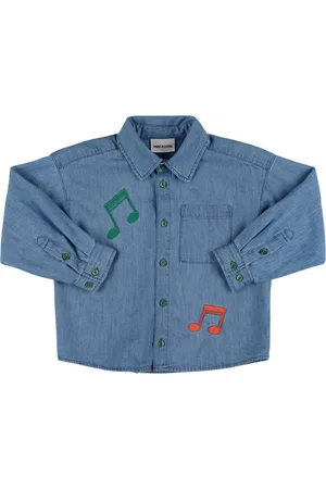 Mini Rodini Camisa De Denim De Algodón Bordada
