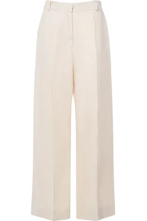 Max Mara Pantalones Anchos De Lona De Lino