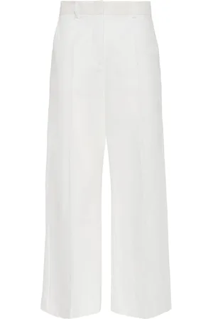 Max Mara Pantalones Anchos De Algodón Y Lino