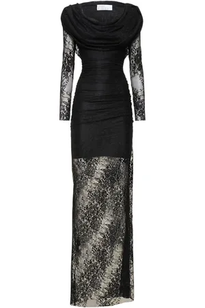 GIUSEPPE DI MORABITO Vestido Largo De Encaje Stretch Con Capucha