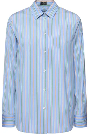 Etro Camisa De Popelina De Algodón A Rayas