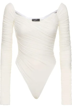 MUGLER Body Drapeado Con Mangas Largas