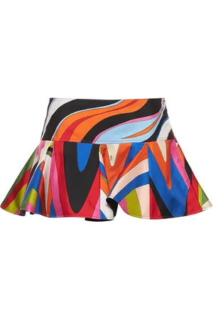 Puccini Minifalda Con Volante Estampado De Crepé De Seda