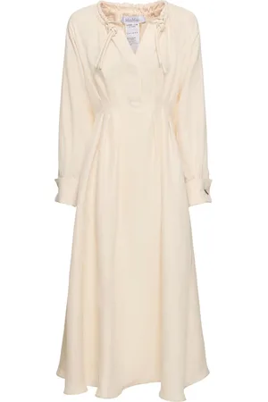 Max Mara Vestido Midi De Sarga De Seda Y Lino
