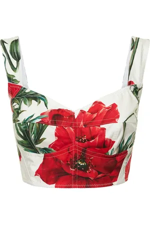 Dolce & Gabbana Top Corsé De Popelina De Algodón Estampado