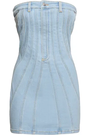 MUGLER Vestido Corto De Denim Sin Tirantes