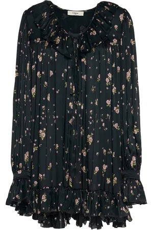 Chloé Vestido Corto De Seda Charmeuse Estampado
