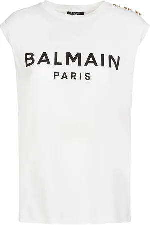 Balmain Camiseta De Algodón Con Botones