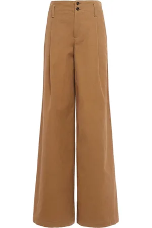 Chloé Pantalones Anchos De Lona De Algodón