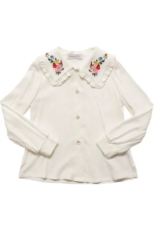 MONNALISA Camisa De Sarga De Viscosa Bordada