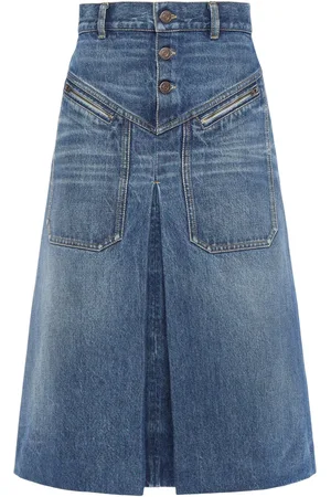 Chloé Falda Midi De Denim De Algodón