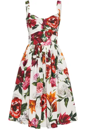 Dolce & Gabbana Vestido Midi De Algodón Estampado