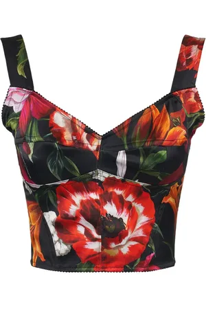 Dolce & Gabbana Top Corto De Satén Estampado