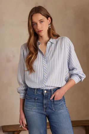 MAISON 123 Blusa poppy de algodón y lino a rayas